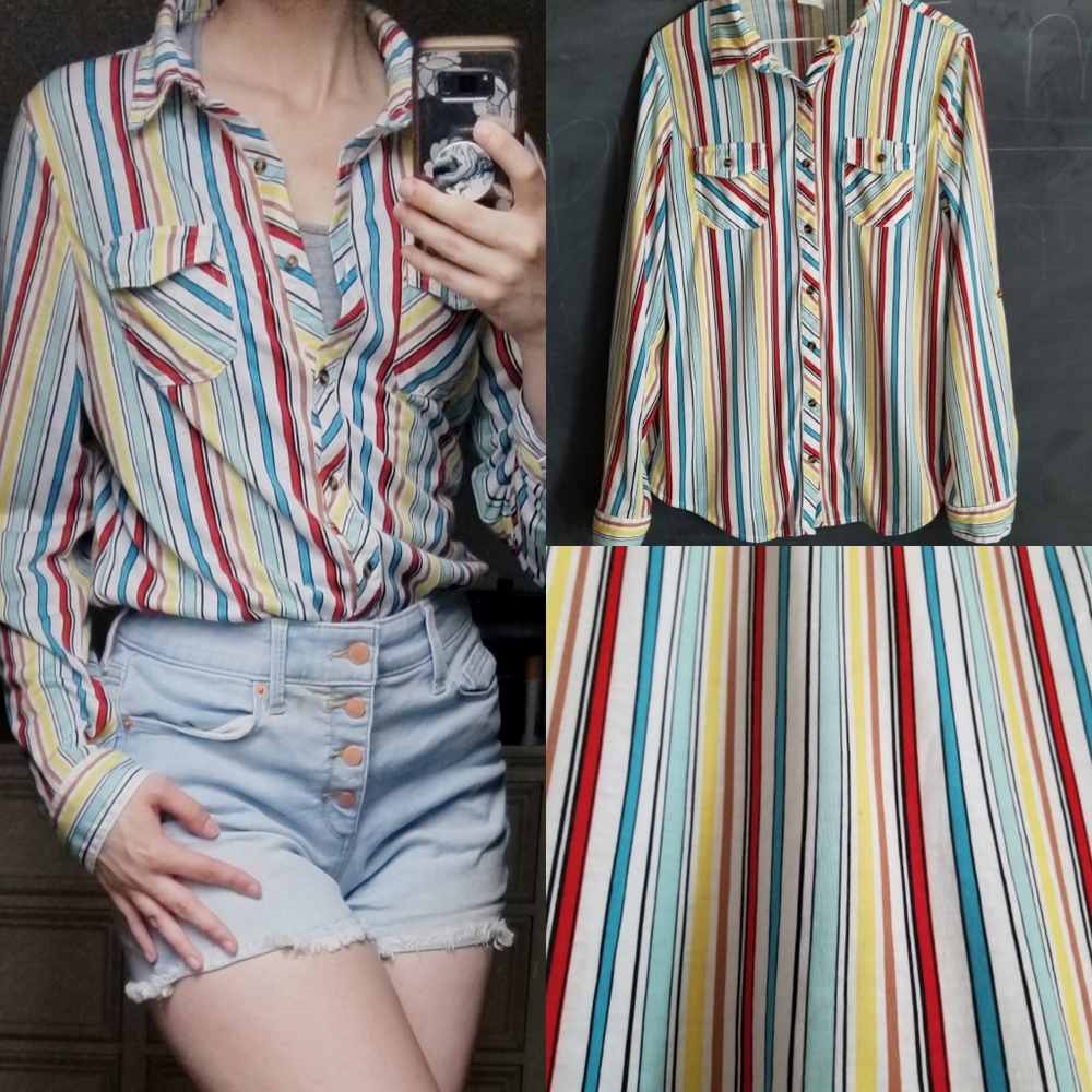 Casual Striped Button-down